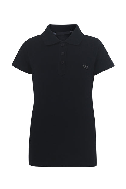 Pampolina Girls  Solid Pique Kint Collar  T-Shirt - Navy