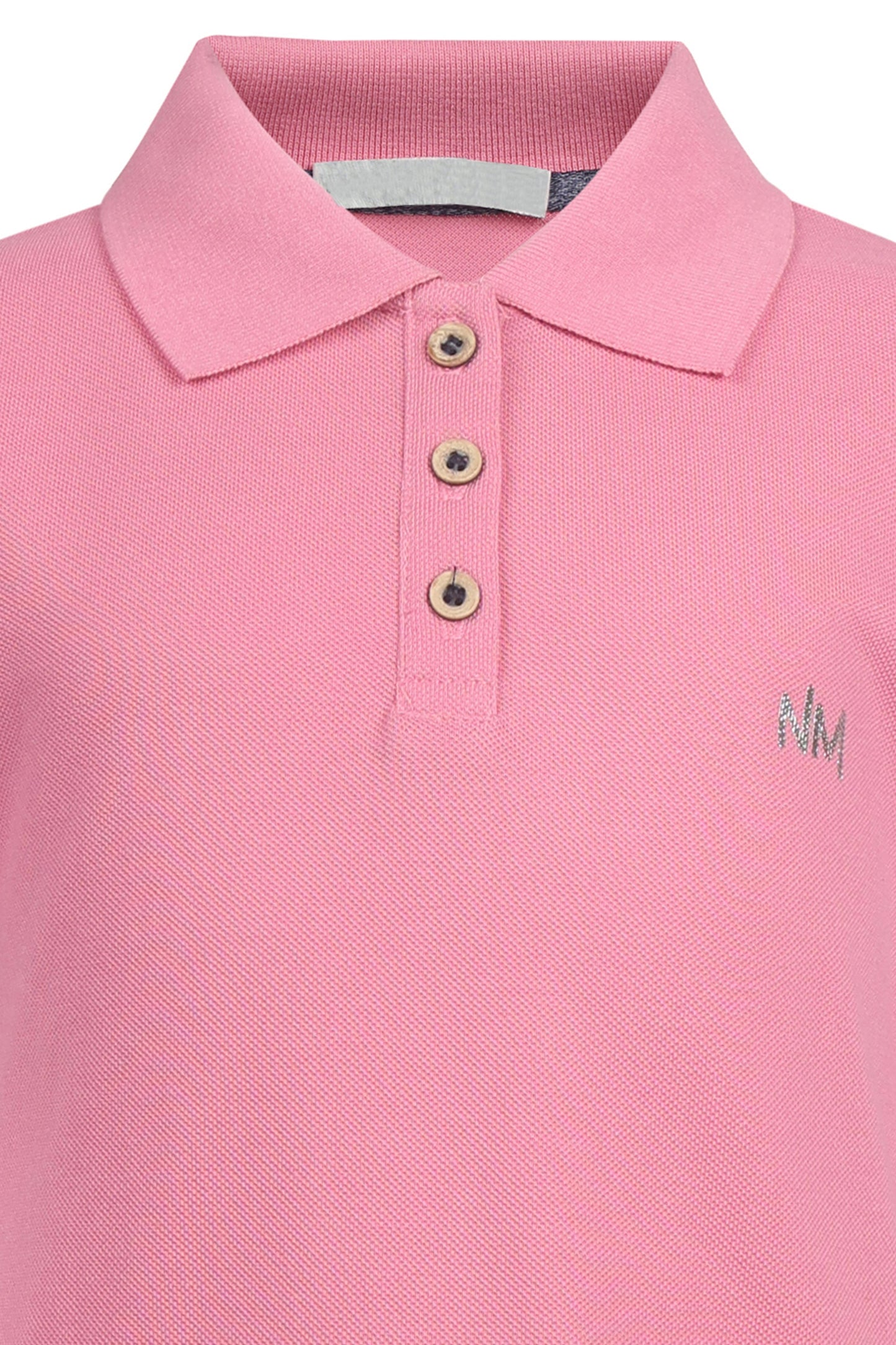 Pampolina Girls  Solid Pique Kint  Collar T-Shirt - Pink