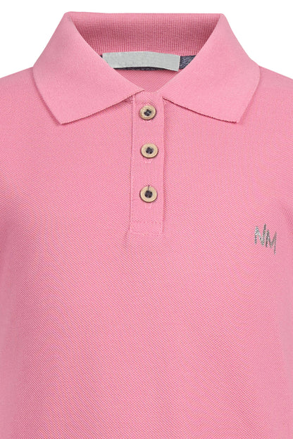 Pampolina Girls  Solid Pique Kint  Collar T-Shirt - Pink