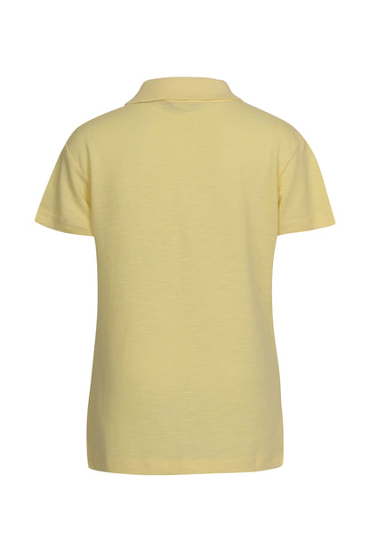 Pampolina Girls  Sequined Printed Pique Kint Collar T-Shirt - Lemon