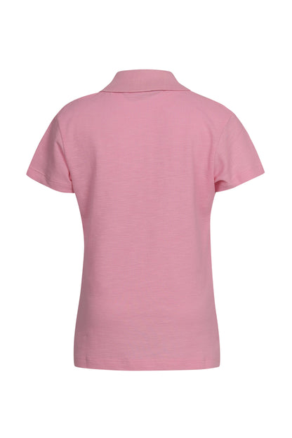Pampolina Girls  Sequined Printed Pique Kint Collar T-Shirt - Pink