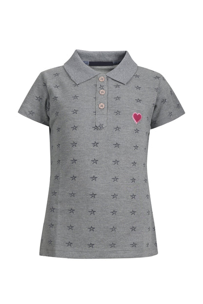 Pampolina Girls Allover Printed Collar T- Shirt - Grey