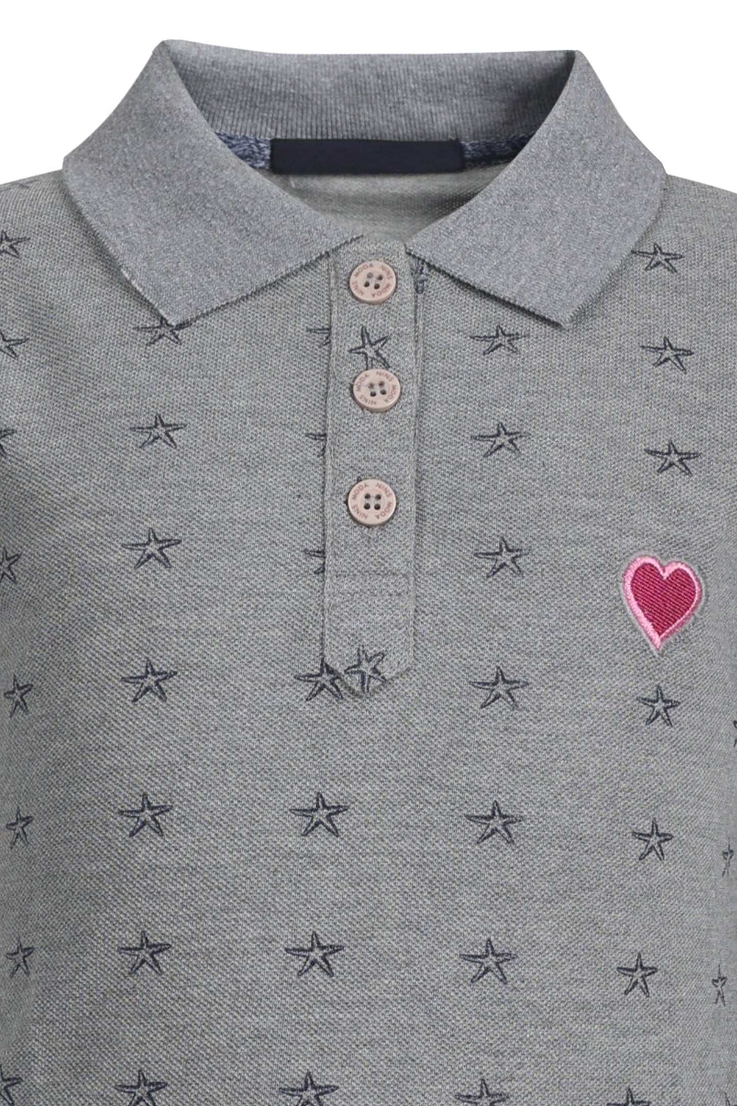 Pampolina Girls Allover Printed Collar T- Shirt - Grey