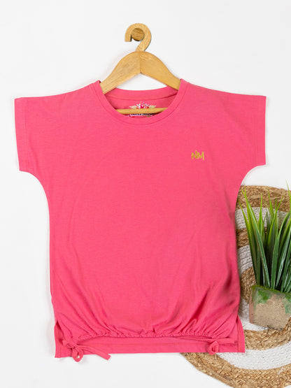 Pampolina Girls Solid Top With Waist Elastic-Pink