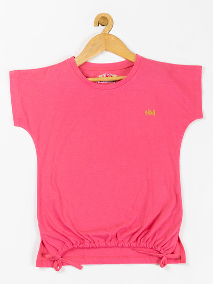 Pampolina Girls Solid Top With Waist Elastic-Pink