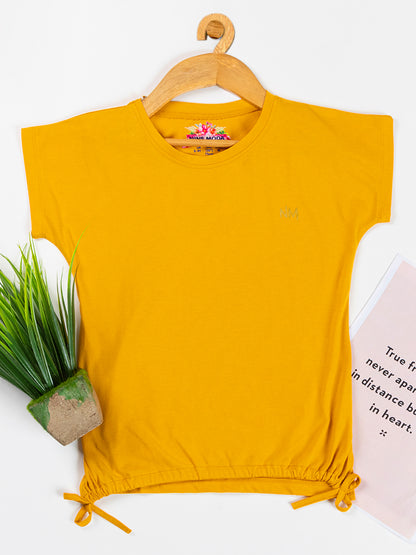 Pampolina Girls Solid Top With Waist Elastic-Mustard