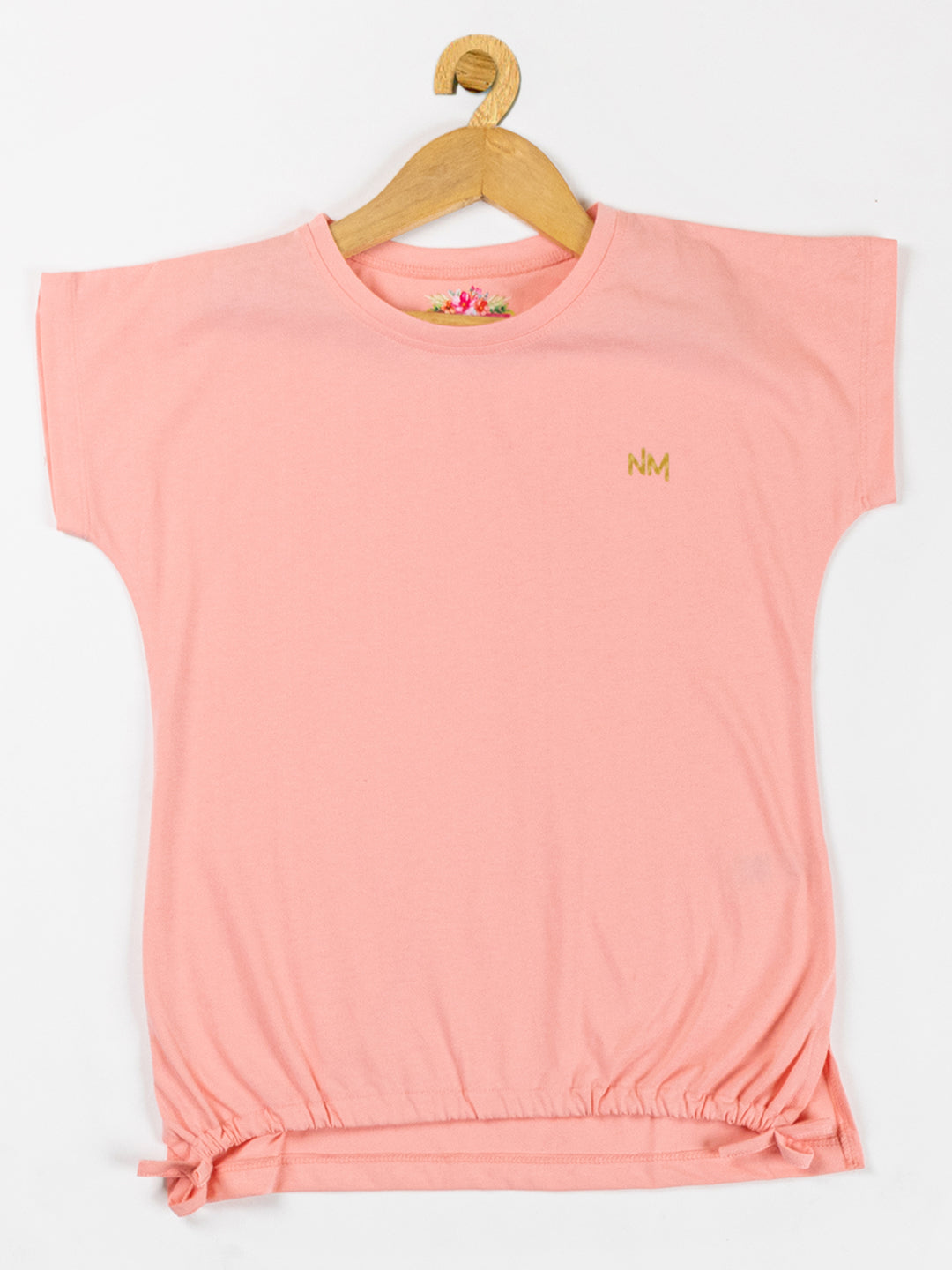 Pampolina Girls Solid Top With Waist Elastic- Peach