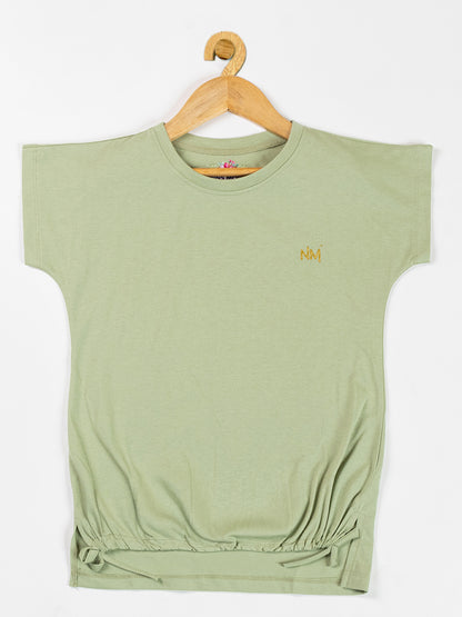 Pampolina Girls Solid Top With Waist Elastic- Pista