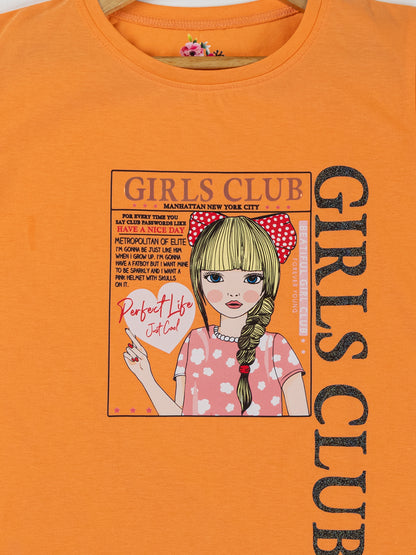Pampolina  Girls Printed Top- Orange