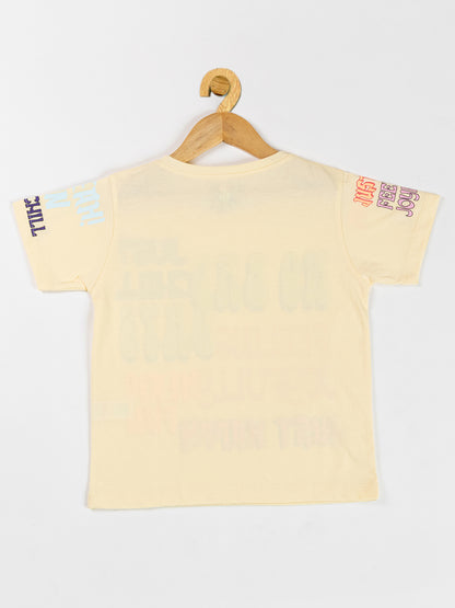 Pampolina Girls Printed & Half Sleeve Top-Lemon