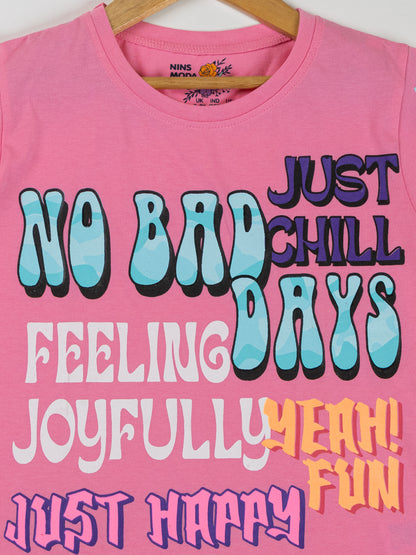 Pampolina Girls Printed & Half Sleeve Top-Pink