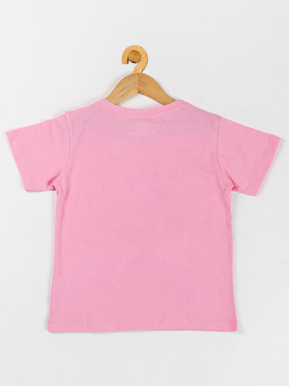 Pampolina  Girls Sequin Floral Printed Top-Pink
