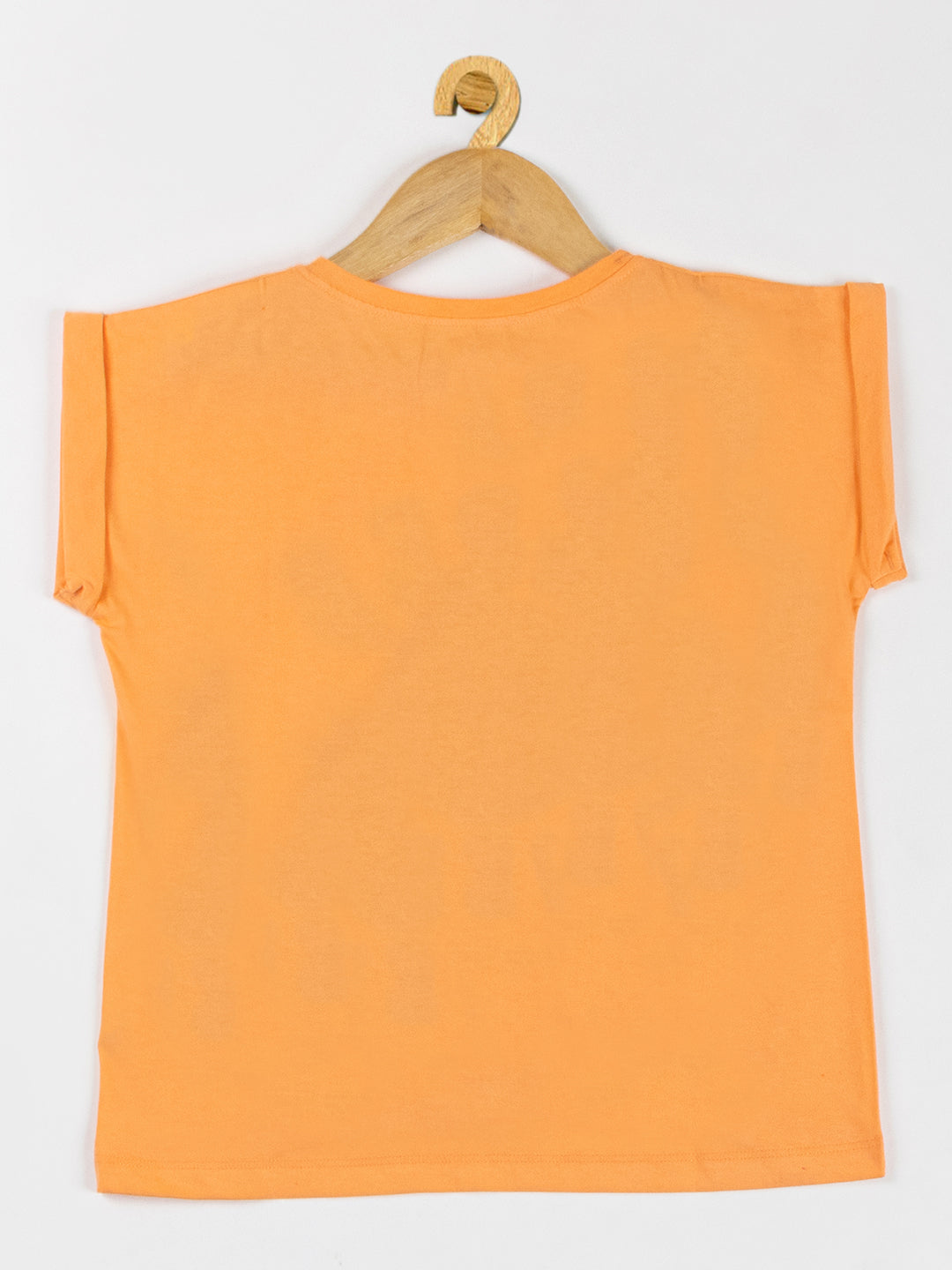 Pampolina Girls Printed & Short Sleeve Crop Top-Orange