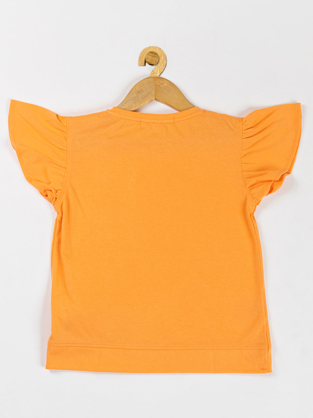 Pampolina Girls Solid Puff Sleeve With Side Belt-Orange