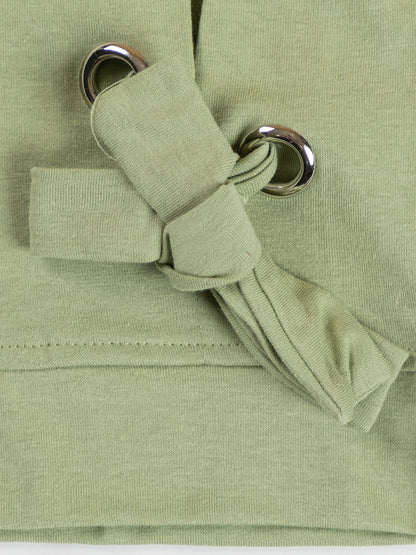 Pampolina  Girls Solid Puff Sleeve With Side Belt-Pista