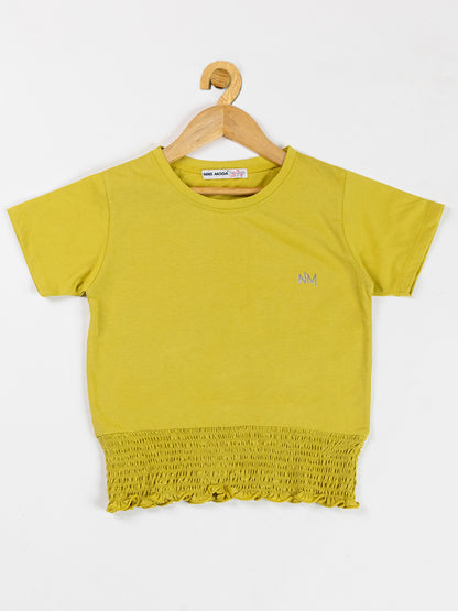 Pampolina  Girls Solid Crop Top With Waist Elastie-Liril