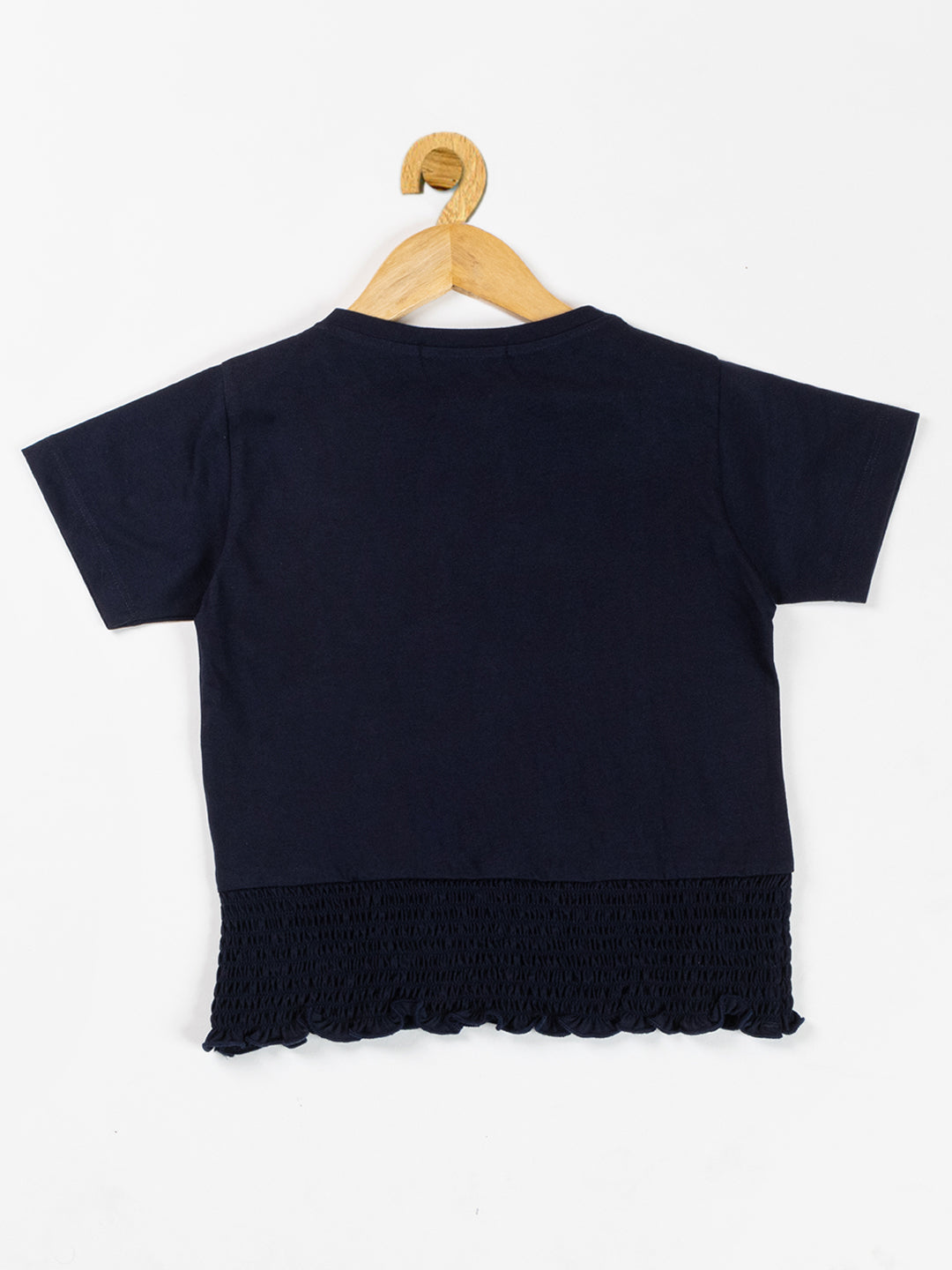 Pampolina  Girls Solid Crop Top With Waist Elastie-Navy