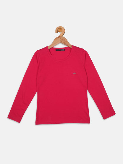 Nins Moda Girls Solid Stylish Prewinter Top - Magenta