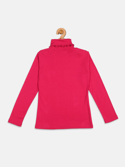 Nins Moda Girls Solid Stylish Prewinter Top - Coral