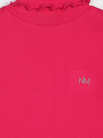 Nins Moda Girls Solid Stylish Prewinter Top - Coral