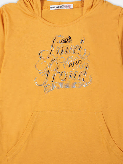 Nins Moda Girls Solid Stylish PrewinterEmbellished Top - Mustard