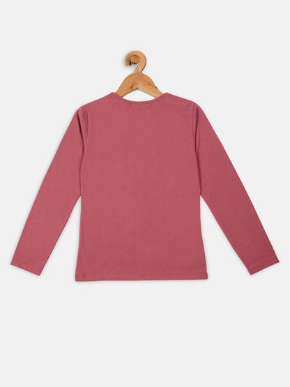 Nins Moda Girls Forever Printed Stylish Top - Onion Pink
