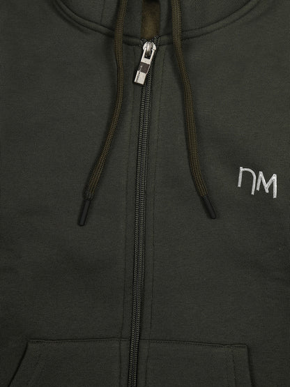 Pampolina Girls Solid Sweatshirt with Hoddie and Zip-OLIVE