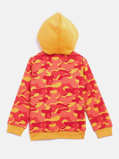 Nins Moda Girls Sweatshirt with hoddie and zip-Mustard