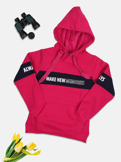 NINS MODA GIRLS PRINTED SWEATSHIRT WITH HODDIE-MAGENTA