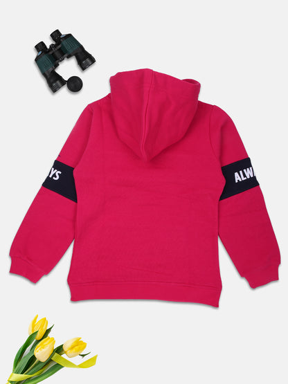 NINS MODA GIRLS PRINTED SWEATSHIRT WITH HODDIE-MAGENTA