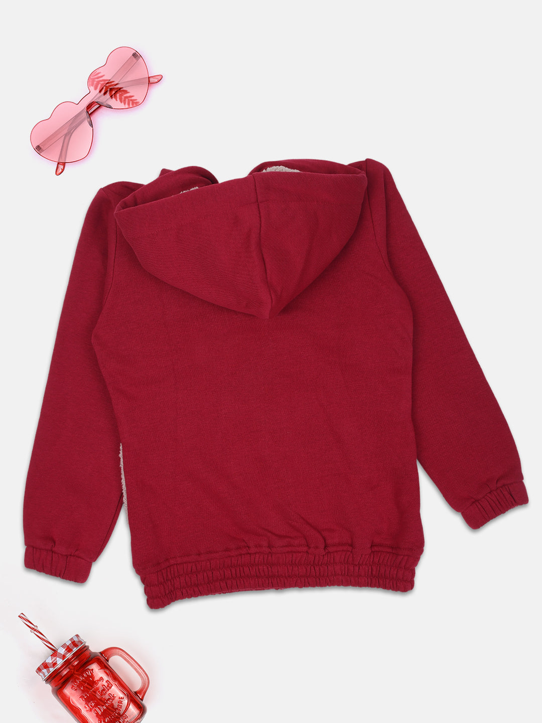 NINS MODA GIRLS PRINTED SWEATSHIRT-MAHROON