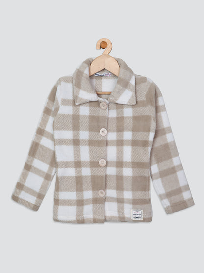 Pampolina  Girls Checked Sweatshirt- Fawn