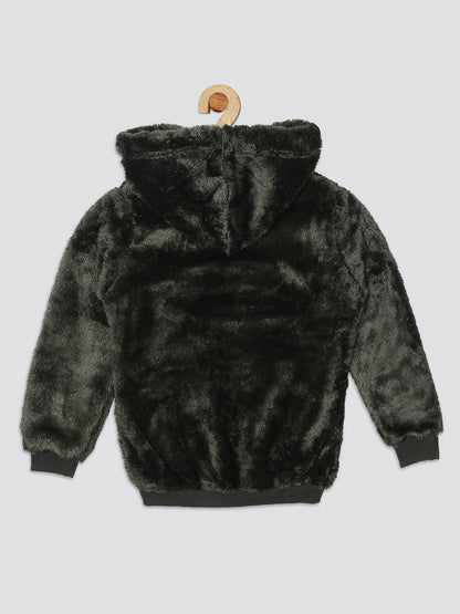 Pampolina Girls Solid Sweatshirt Hoodie - Olive