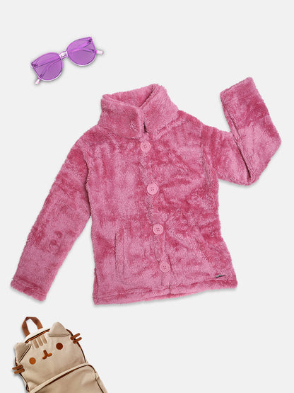 NINS MODA GIRLS SOLID SWEATSHIRT -PINK