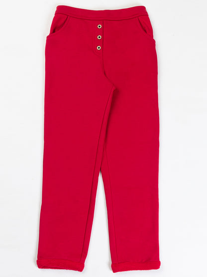 Pampolina Girls Solid Fleece Lower-Magenta