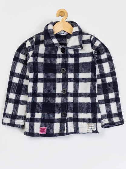 Girls Checked Button Top Co-ord Set - Navy