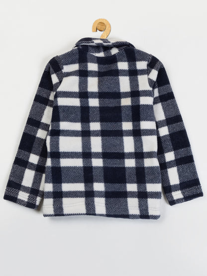 Girls Checked Button Top Co-ord Set - Navy