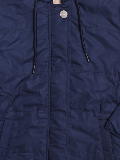 ZIAMA GIRLS SOLID FULL SELEVE WITH HODDIE & ZIPPER JACKET-NAVY