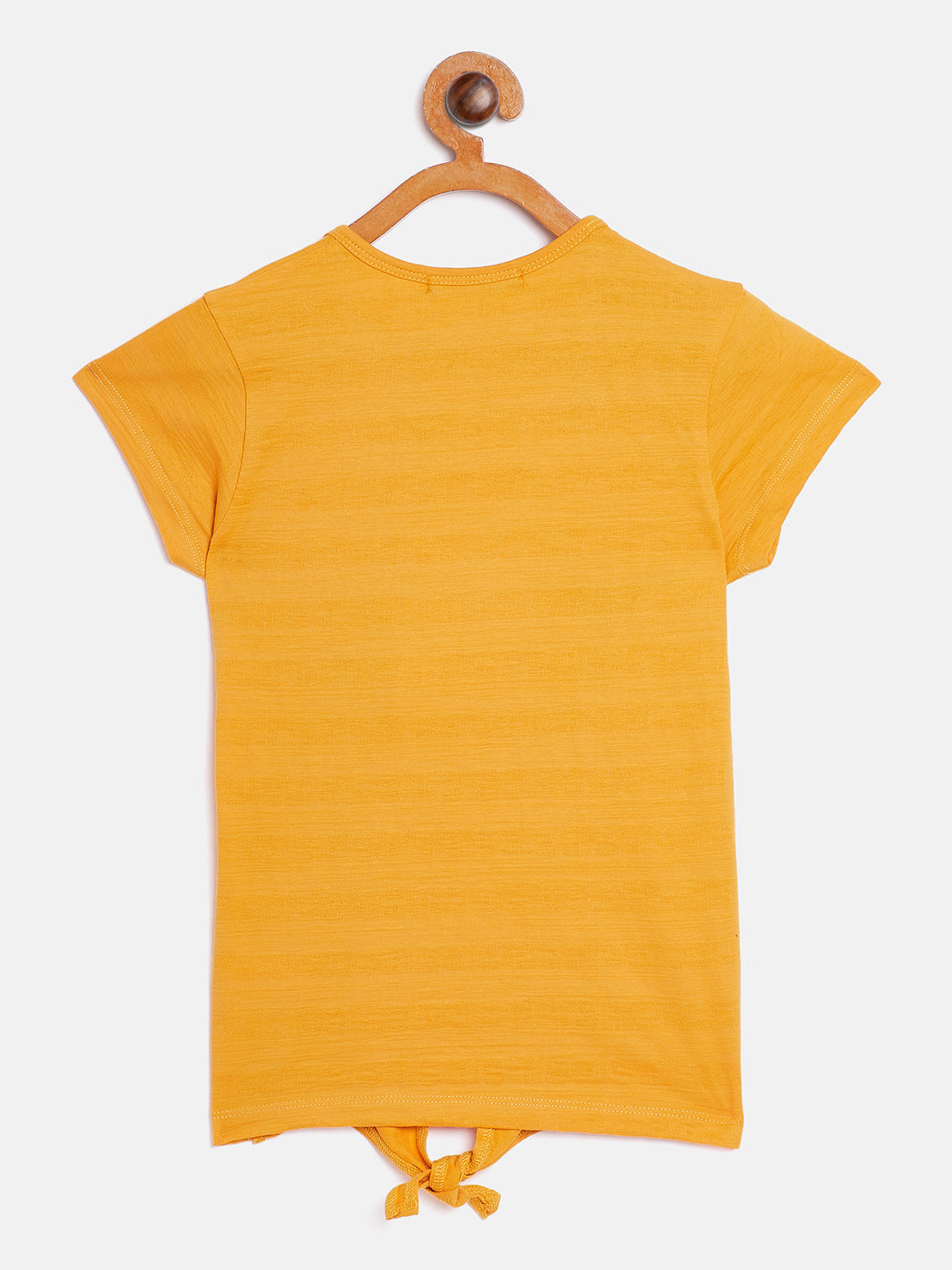 Pampolina  Girls Embellished Printed Top-Mustard