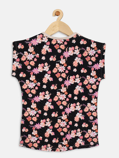 PampolinaGirls Floral Printed Sleeveless Top-Fawn