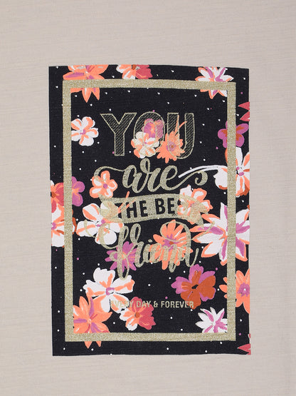 PampolinaGirls Floral Printed Sleeveless Top-Fawn