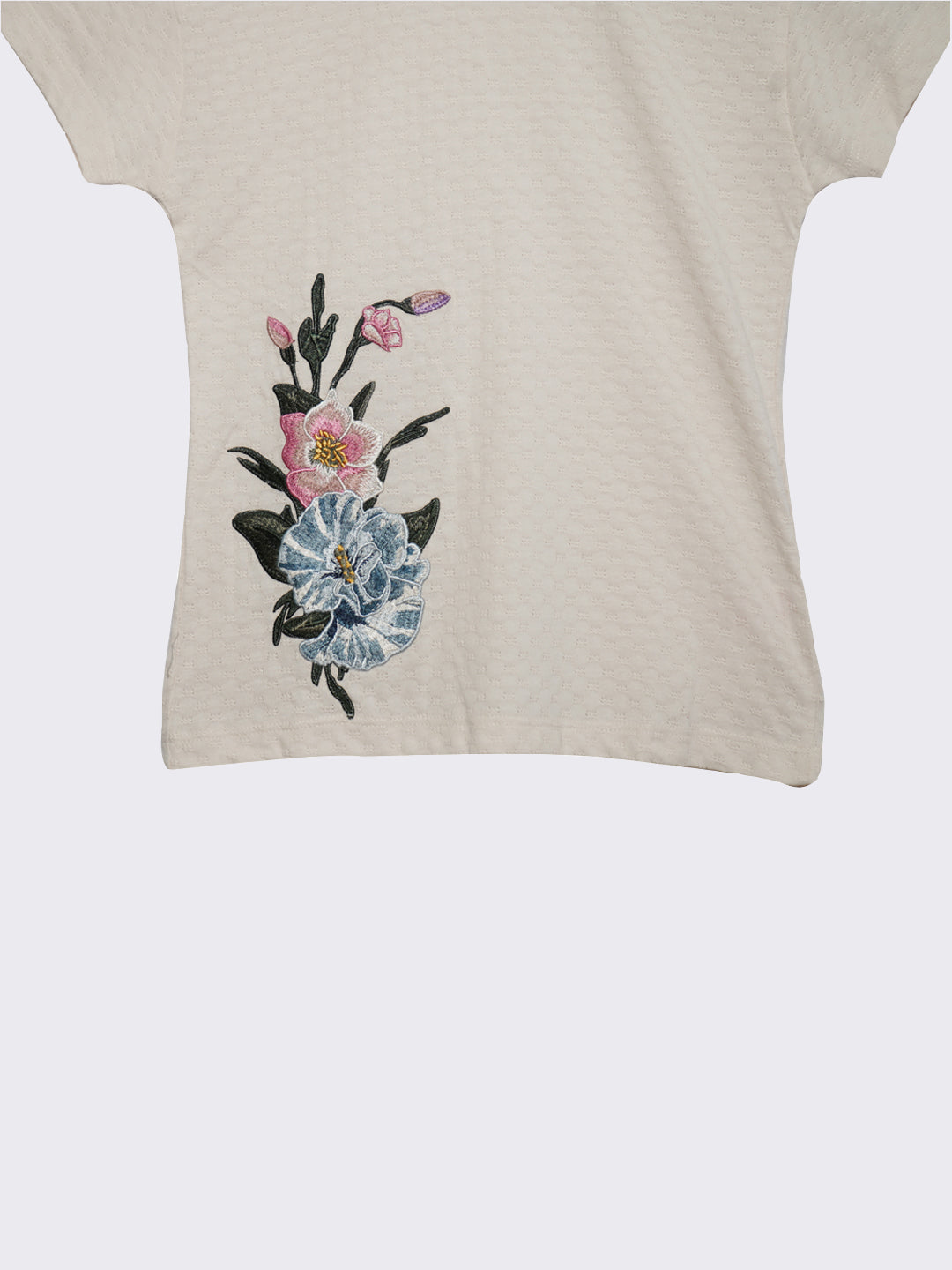 Pampolina Girls Floral Printed Top -Off White