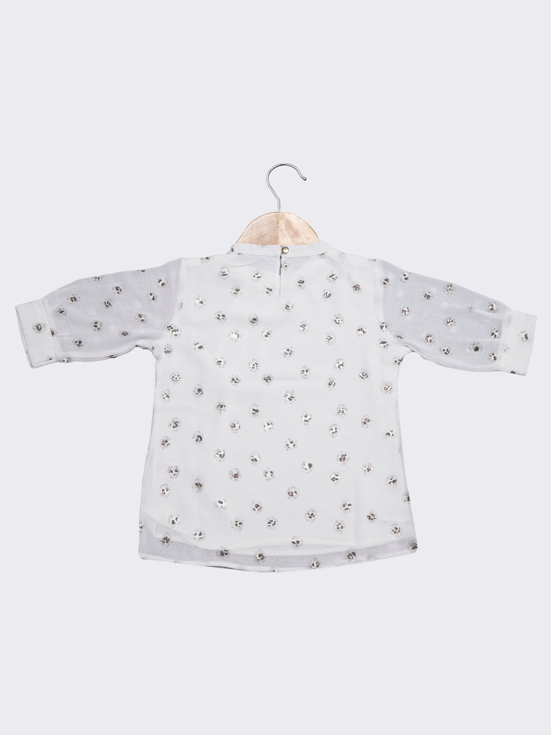 Pampolina Girls Printed 3/4 Sleeve All Over Printed Top-White