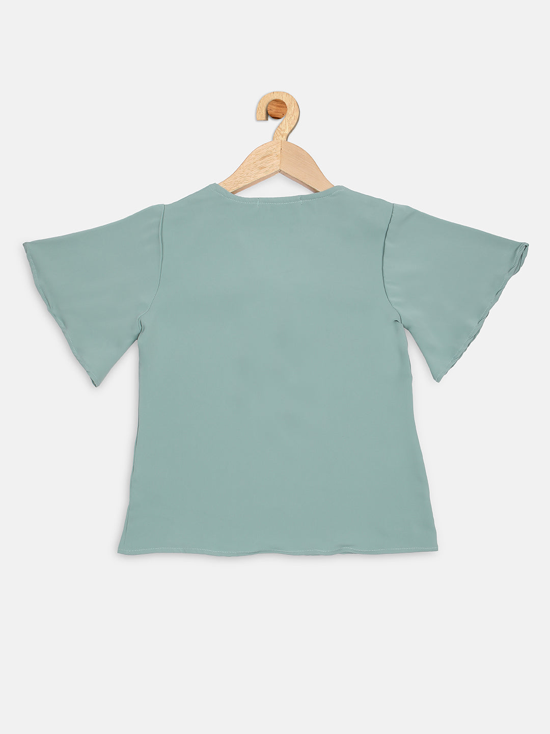 Pampolina Half Sleeve Solid Top With Tie-l.Green