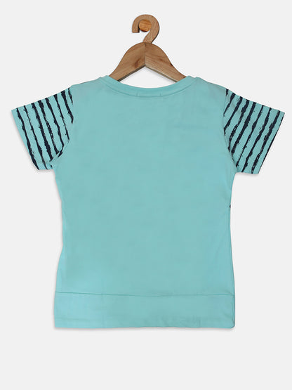 Ziama Girls Stylish Dot Printed Top- Sky