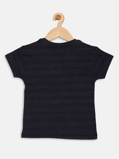 Pampolina Girls Half Sleeve Printed Top-Navy