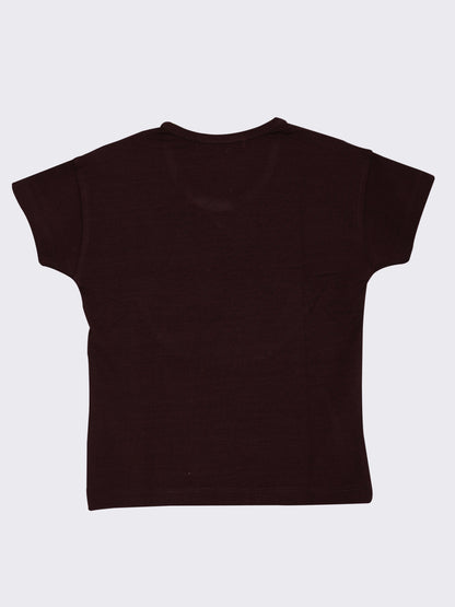 Pampolina Girls Printed Round Neck Top- Wine