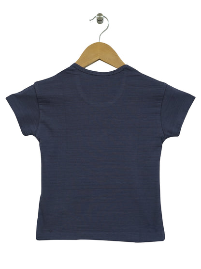 Pampolina Girls Half Sleeve Embellished Printed Top-Dark Grey