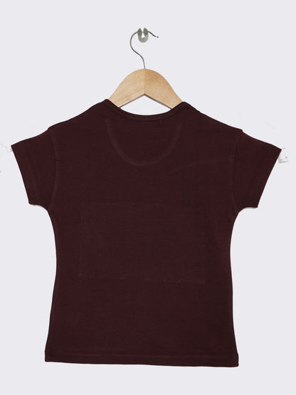 Pampolina Girls Half Sleeve Embellished Printed Top-Wine