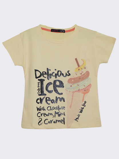 Pampolina Girls Ice Cream Printed Top - Off White